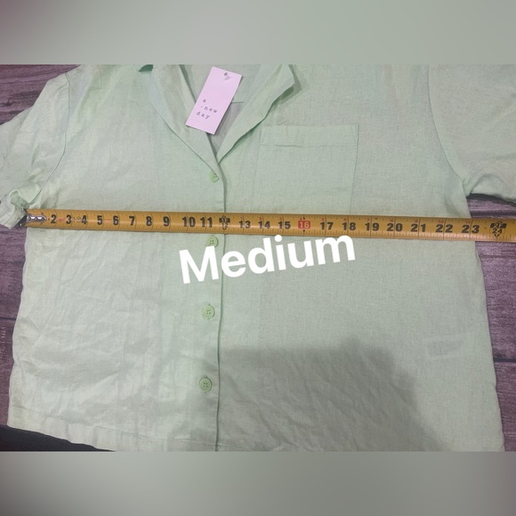 💚A NEW DAY Women’s Linen Short Sleeve Button-Down Camp Shirt Sz M NEW With Tags💚 - Picture 9 of 14